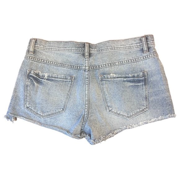 Women's Free People Denim Jean Shorts Button Fly Distressed 27 - Picture 2 of 4